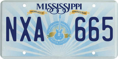 MS license plate NXA665