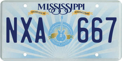 MS license plate NXA667