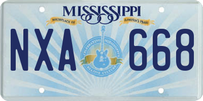 MS license plate NXA668