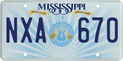 MS license plate NXA670