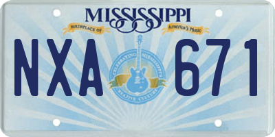 MS license plate NXA671