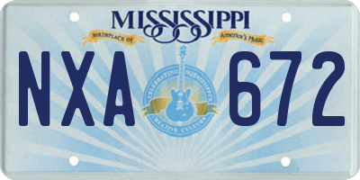 MS license plate NXA672