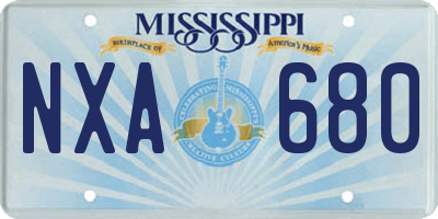 MS license plate NXA680