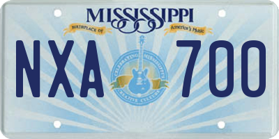MS license plate NXA700