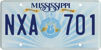 MS license plate NXA701