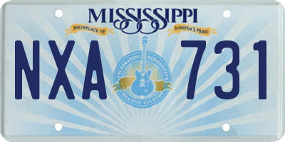 MS license plate NXA731