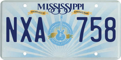 MS license plate NXA758