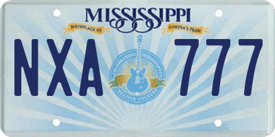 MS license plate NXA777