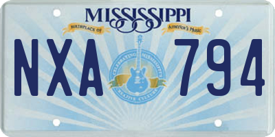 MS license plate NXA794