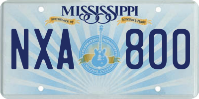 MS license plate NXA800