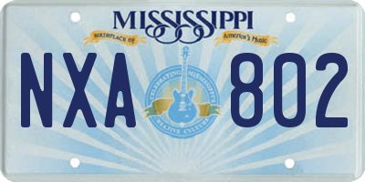 MS license plate NXA802