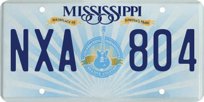 MS license plate NXA804