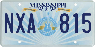 MS license plate NXA815