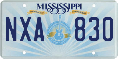 MS license plate NXA830