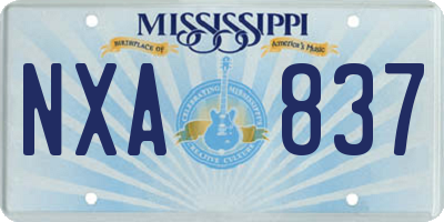 MS license plate NXA837