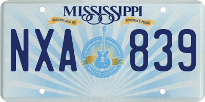 MS license plate NXA839
