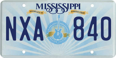 MS license plate NXA840