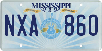 MS license plate NXA860