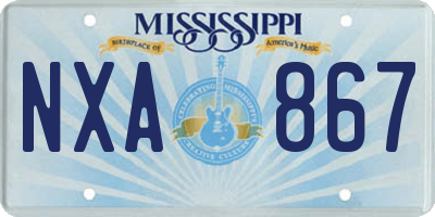 MS license plate NXA867