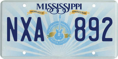 MS license plate NXA892