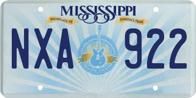MS license plate NXA922