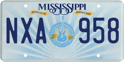 MS license plate NXA958