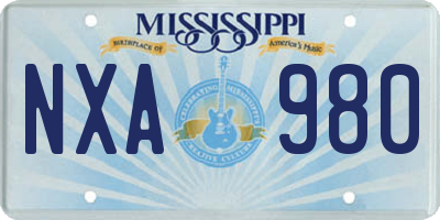 MS license plate NXA980