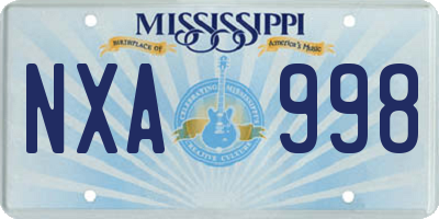 MS license plate NXA998