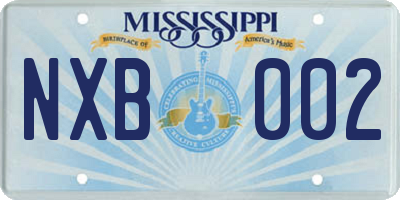 MS license plate NXB002