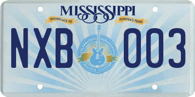 MS license plate NXB003