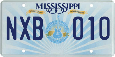 MS license plate NXB010