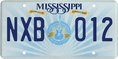 MS license plate NXB012