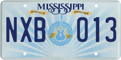 MS license plate NXB013