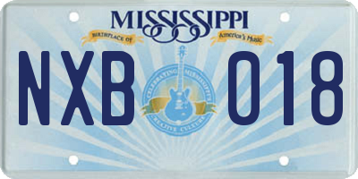 MS license plate NXB018