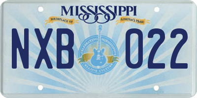 MS license plate NXB022