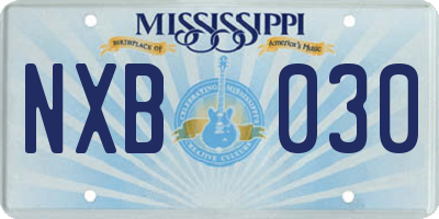 MS license plate NXB030