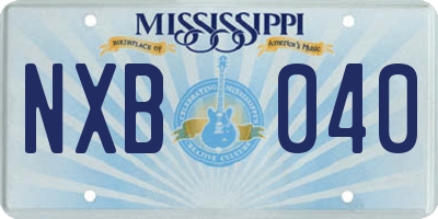 MS license plate NXB040