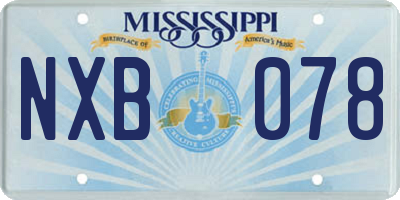 MS license plate NXB078