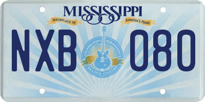 MS license plate NXB080