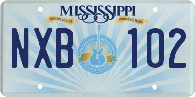 MS license plate NXB102