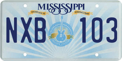 MS license plate NXB103