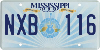 MS license plate NXB116