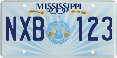 MS license plate NXB123