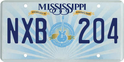 MS license plate NXB204