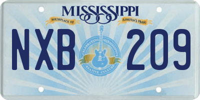 MS license plate NXB209