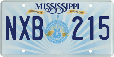 MS license plate NXB215