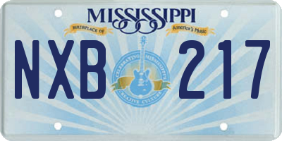 MS license plate NXB217