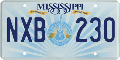 MS license plate NXB230