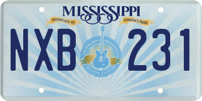 MS license plate NXB231