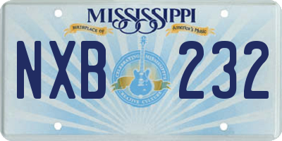 MS license plate NXB232